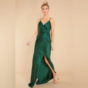 Elegant Green Satin Dress